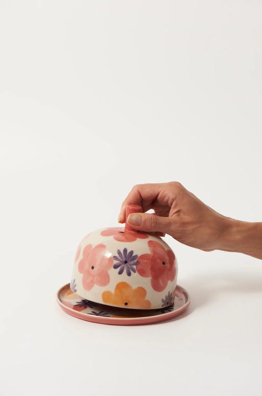 Ditsy Butter Dish Pink
