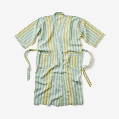 Stripe Blue Green Linen Robe
