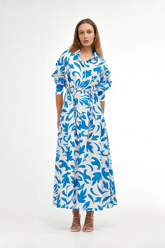 Isla Shirt Dress Mosaic Blue