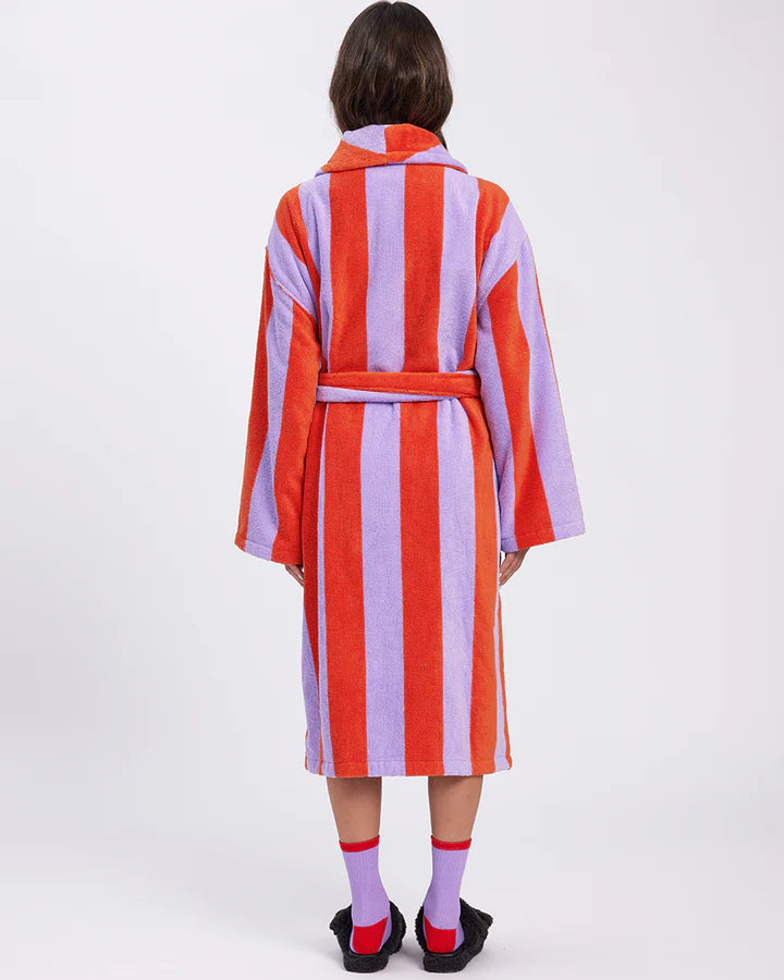 Grapefruit Stripe Terry Robe