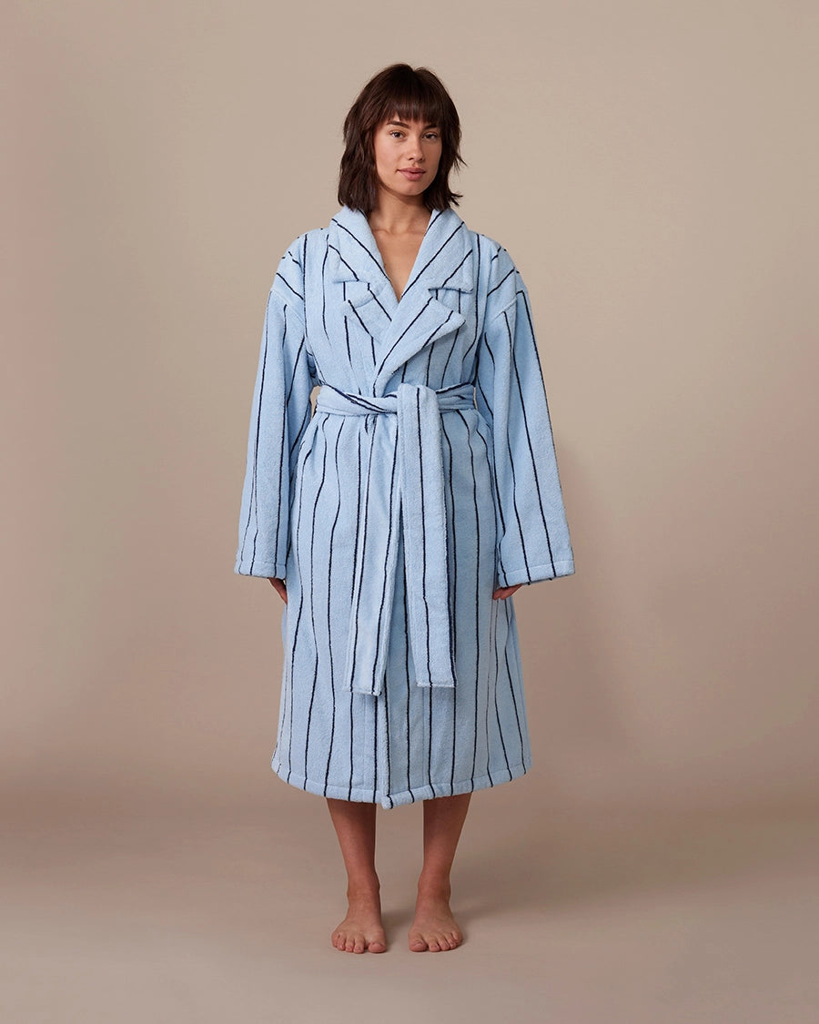 Layered Mist Robe Mist Pin Stripe Terry Robe – Wander + Laze