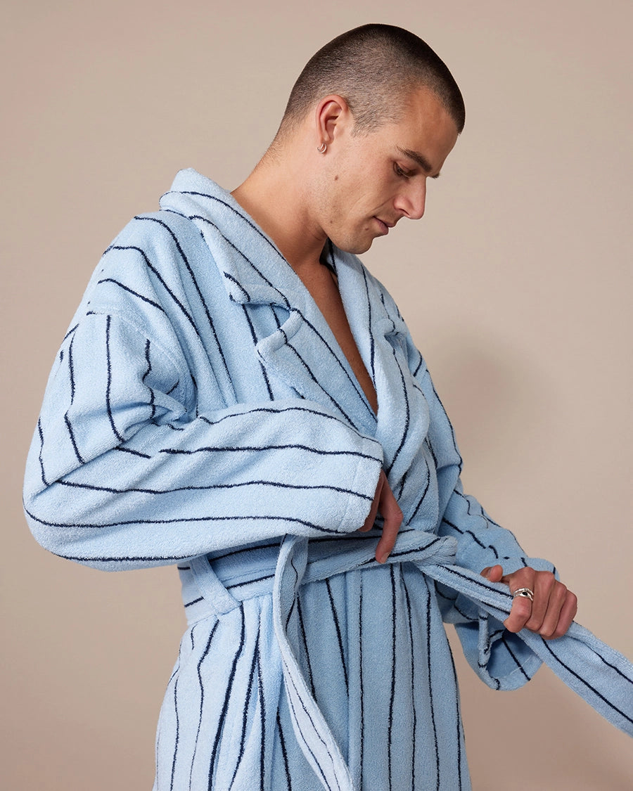 Mist Pin Stripe Terry Robe