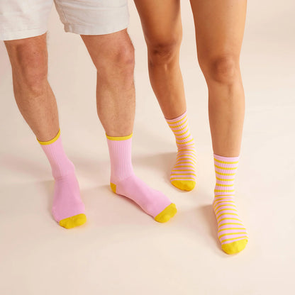 Socks 2 Pack Pink Lemonade Stripes