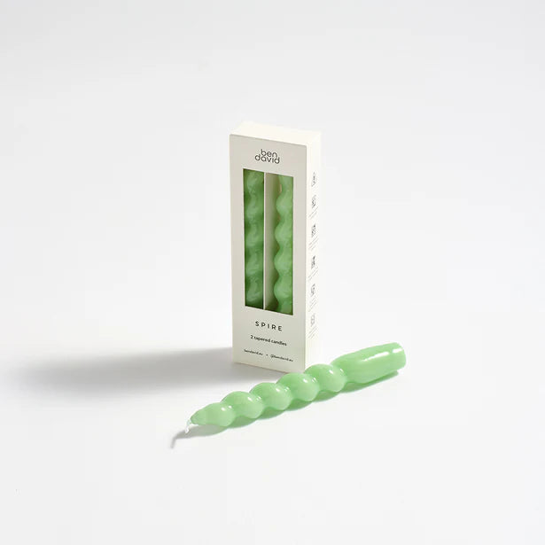 Spire Candle Sticks Pair Sage