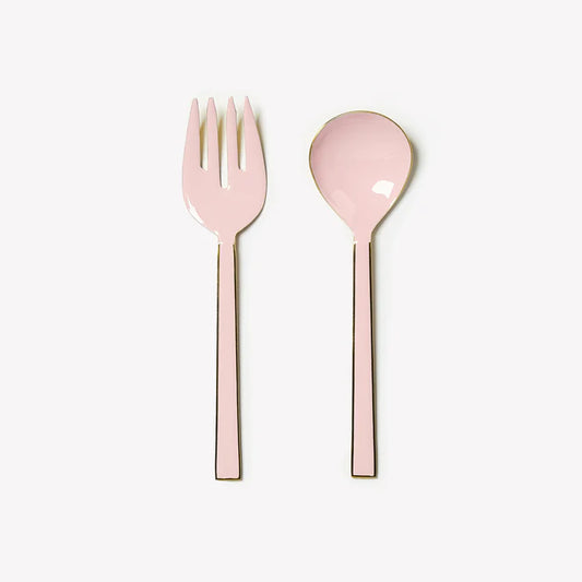 Enamel Pink Salad Servers (set of 2)