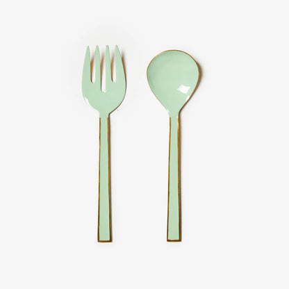 Enamel Mint Salad Servers (set of 2)