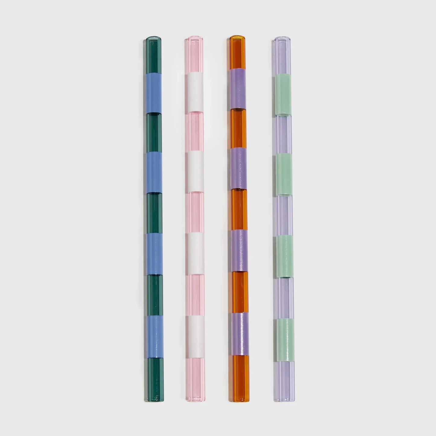 Striped Glass Straws Set of 4