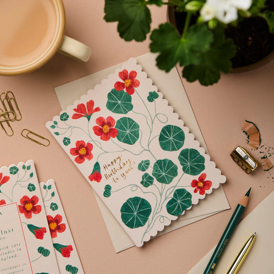 Nasturtium Happy Birthday Card