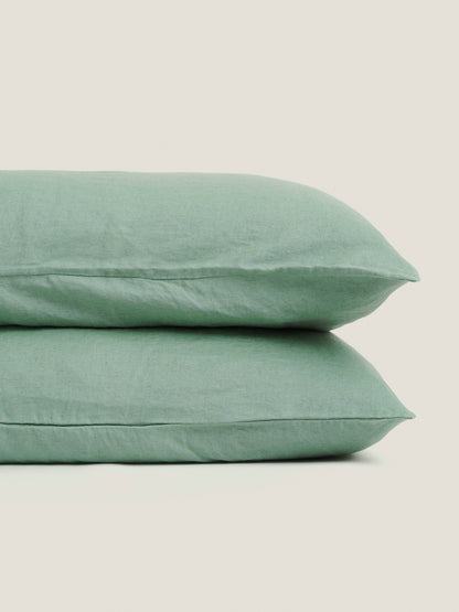 100% Linen Pillowcase Set of 2 Green Fig
