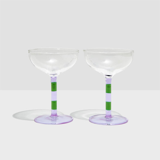Striped Coupe Glass Set of 2