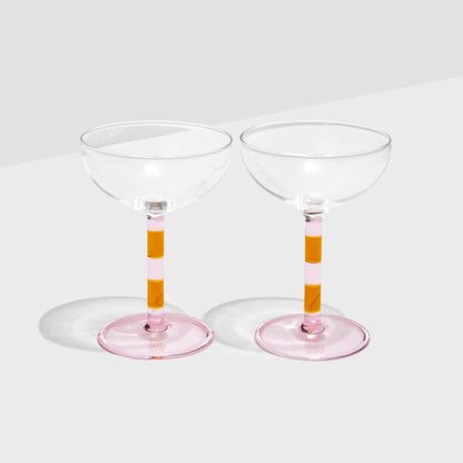 Striped Coupe Glass Set of 2