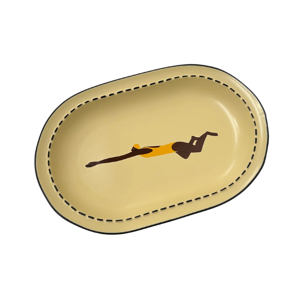 Large Serving Plate | Push and Glide ~ Custard Creme