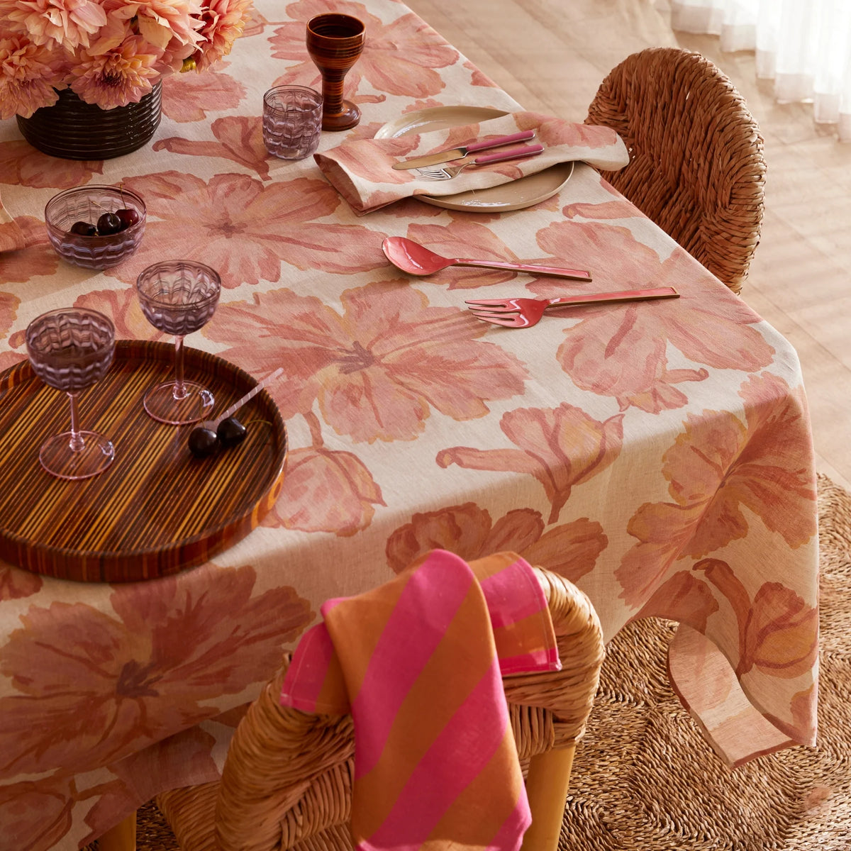 Pink Fall Tablecloth Tulip Pale Pink Tablecloth – Wander + Laze
