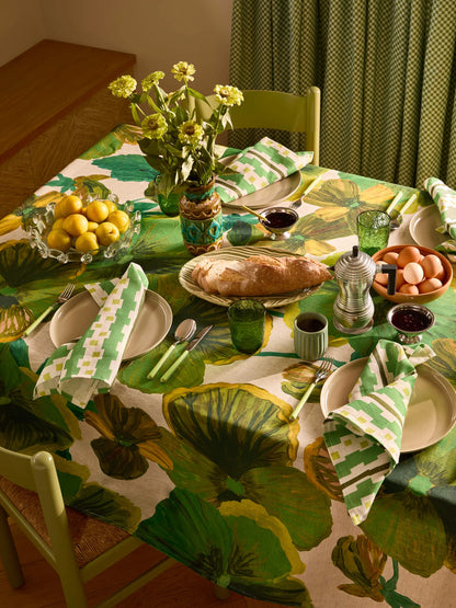 Wild Pansy Verde Tablecloth ~ Large 350x170cm