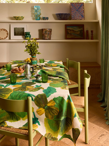 Wild Pansy Verde Tablecloth ~ Large 350x170cm