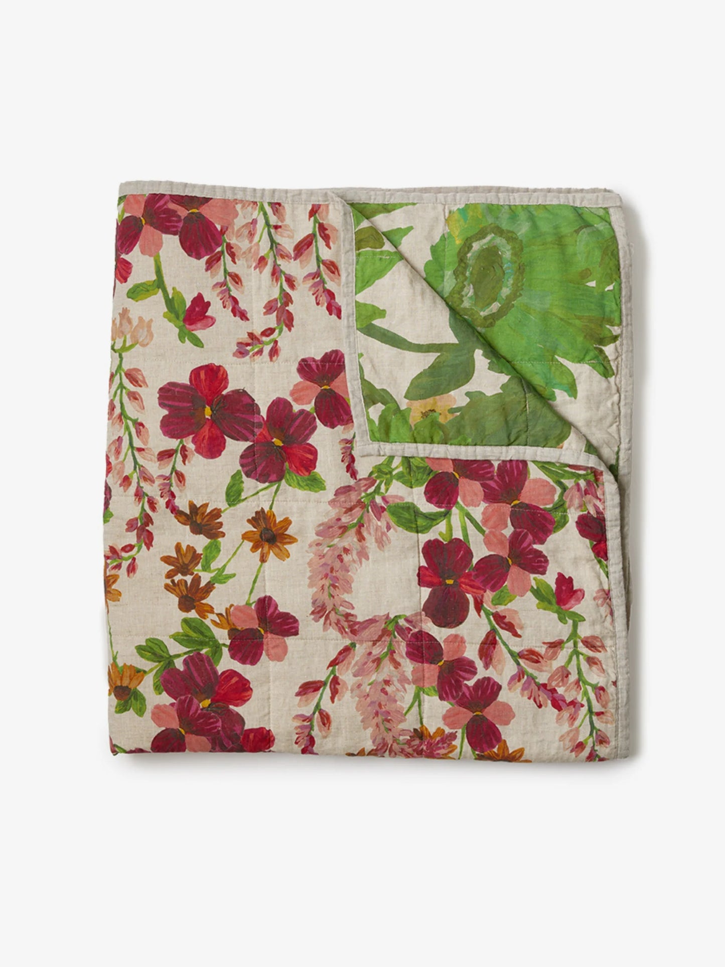 Lupin Multi / Marigold Leaf Quilted Throw