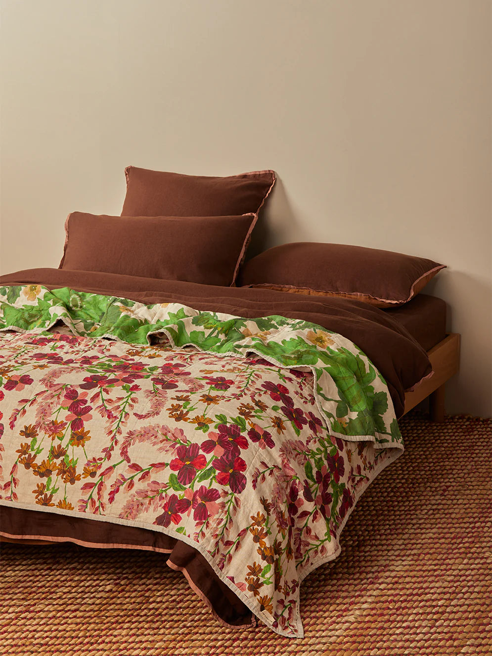 Lupin Multi / Marigold Leaf Quilted Throw