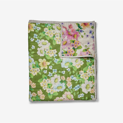 Buttercup Olive Multi Quilted Throw