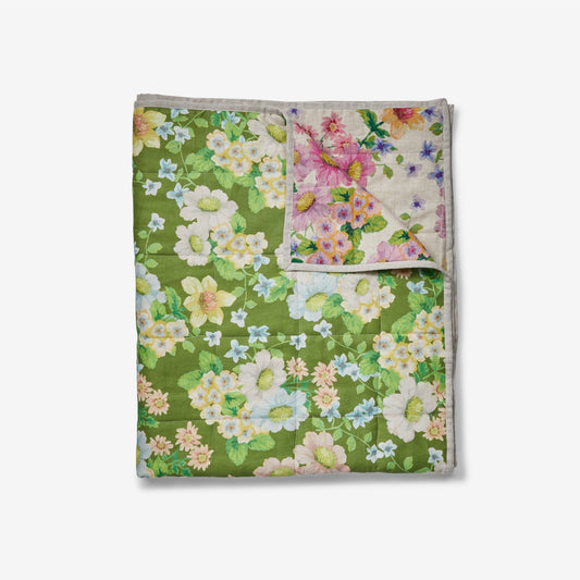 Buttercup Olive Multi Quilted Throw