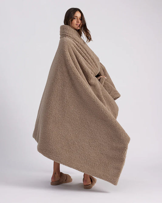Faux Fur Throw Blanket Warm Grey
