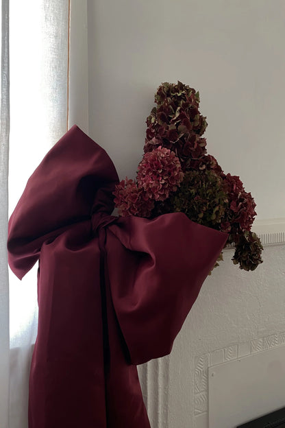 Giant Satin Bow ~ Red Wine