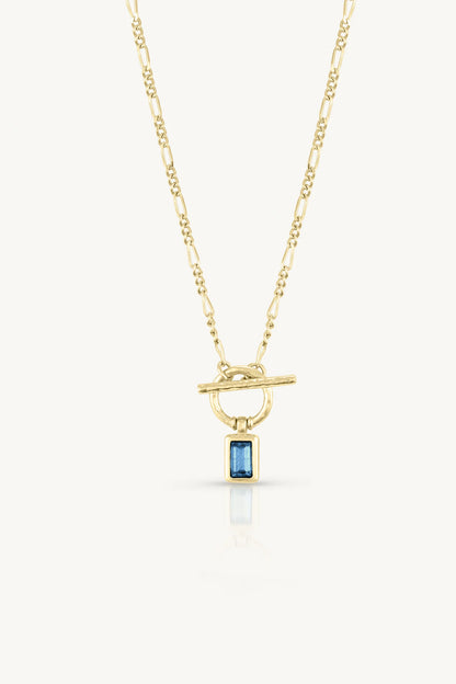 Blue Topaz Gold Toggle Necklace