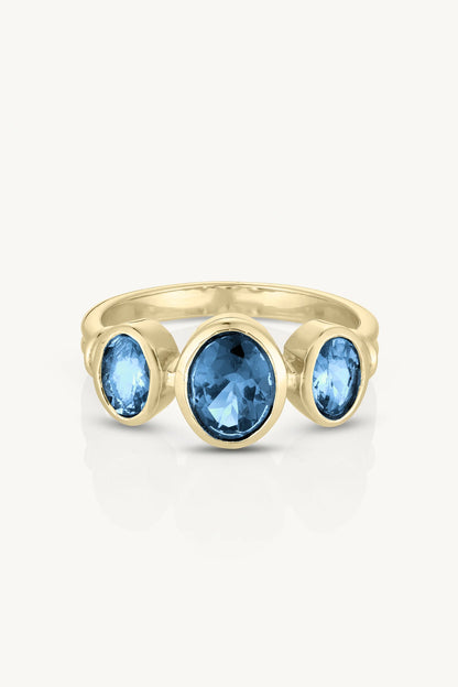 Trinity Blue Topaz Gold Ring 7/M