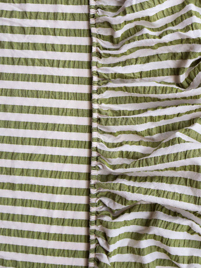 Pistachio Seersucker Fitted Sheet