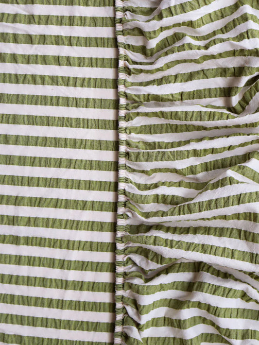 Pistachio Seersucker Fitted Sheet