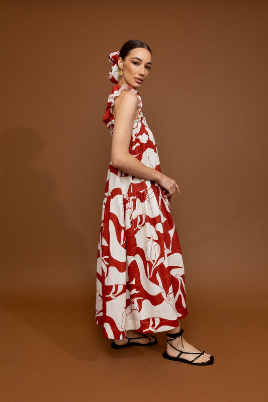 Florence Ruffle Red Print