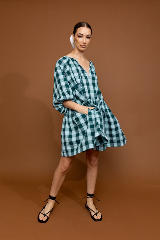 Tilly Mini Teal Gingham