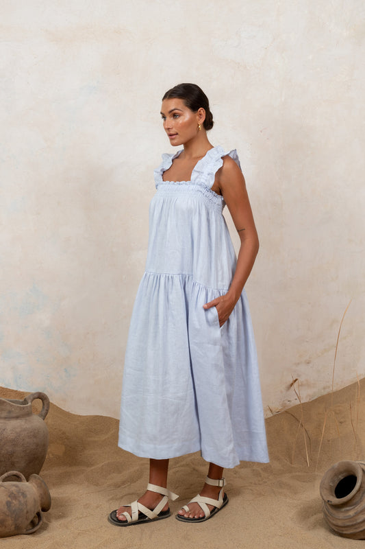 Florence Ruffle Midi Blue