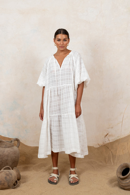 Tilly Midi White Checkered