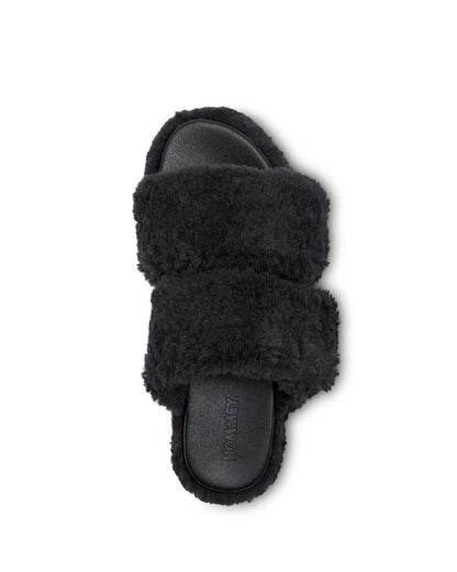 Willow Faux Fur Slides Charcoal