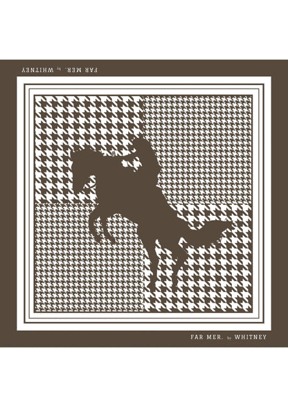 Silk Bandana - Houndstooth Horse Choc