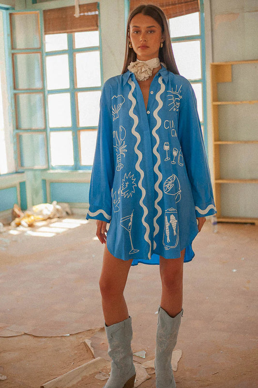 Wine Club Long Sleeve Shirt Blue