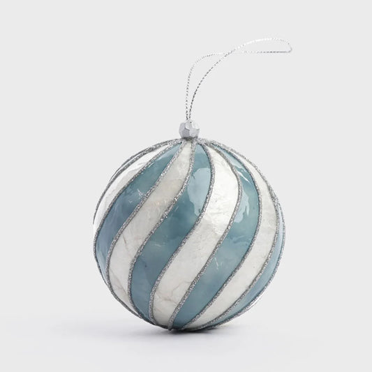 Swirl Hand Painted Capiz Bauble Blue