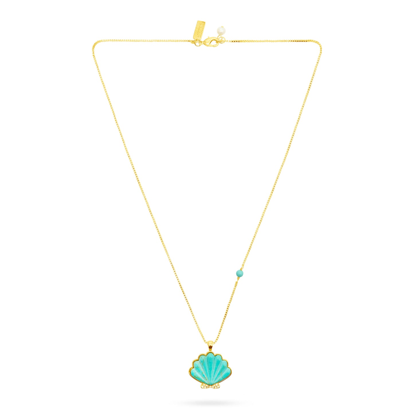Shell Pendant Necklace- Turquoise