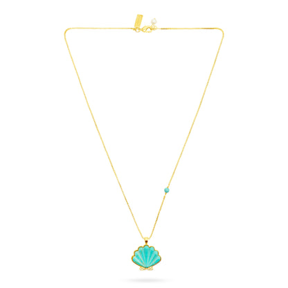Shell Pendant Necklace- Turquoise