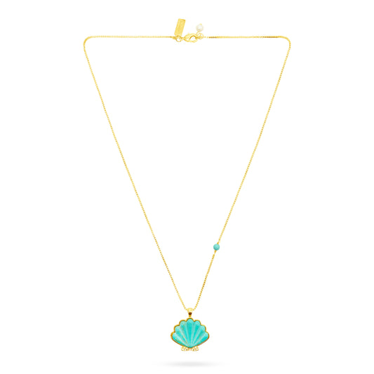 Shell Pendant Necklace- Turquoise