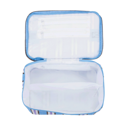 Toiletry Stash Bag Choc Blue Stripe
