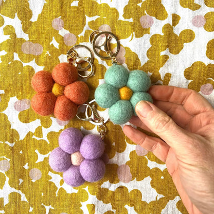 Felt Flower Key Chain