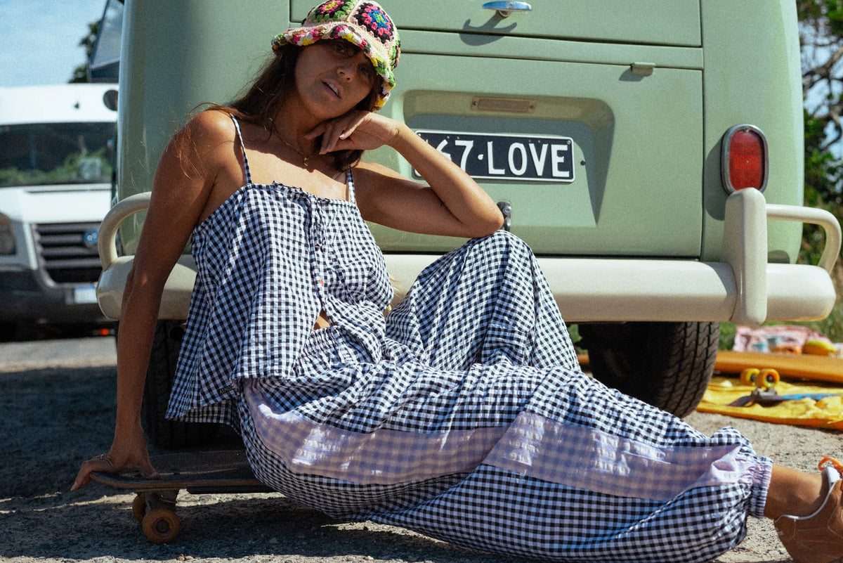 Aura Genie Pants in Black Gingham