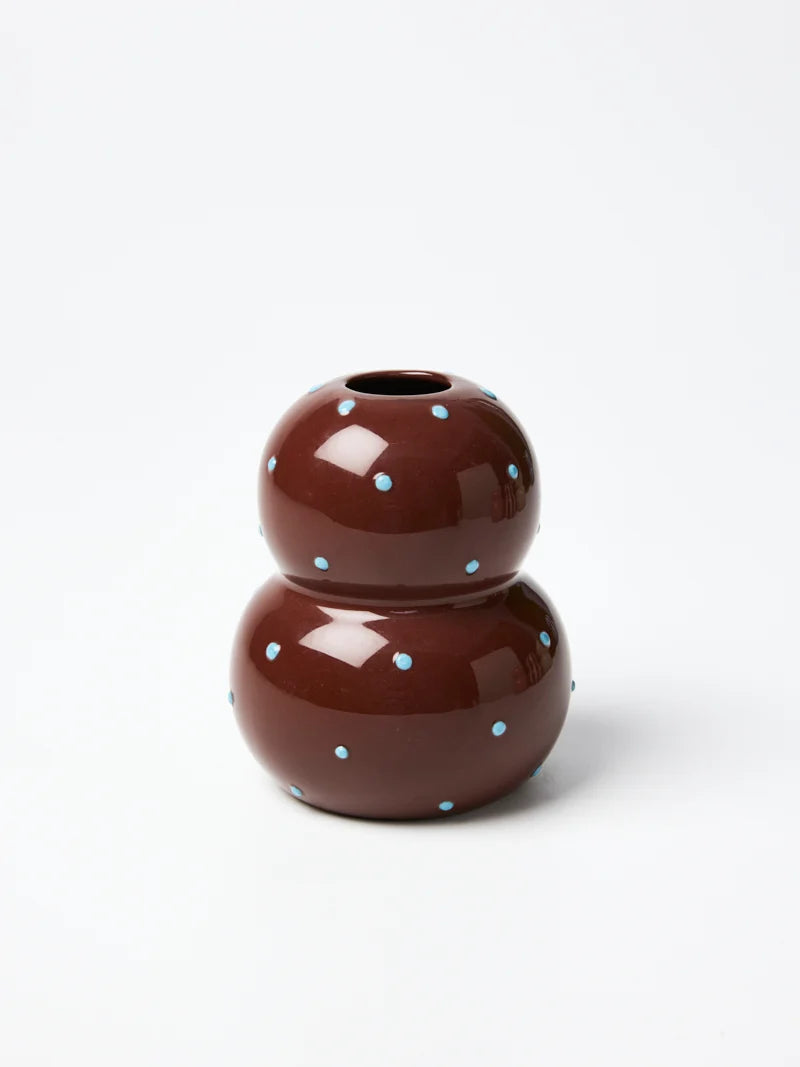 Fonda Vase Brown Blue Dotty