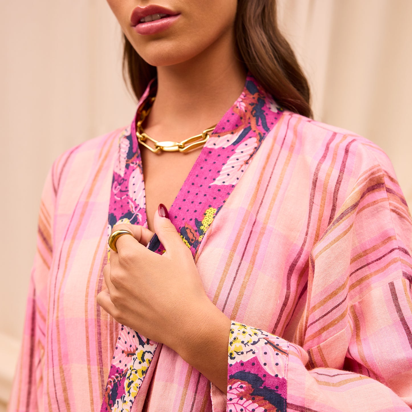 Nicolette Linen Robe - Poudre