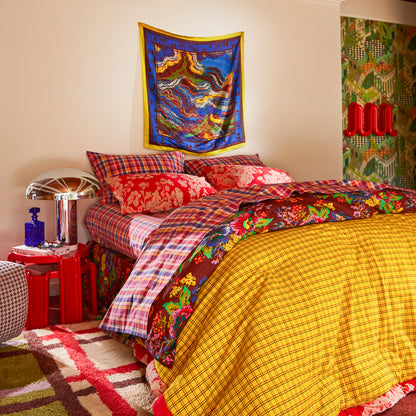 Hazel Velvet Pillowcase - Vermillion