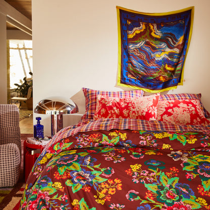 Hazel Velvet Pillowcase - Vermillion