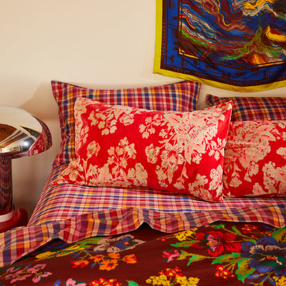 Hazel Velvet Pillowcase - Vermillion
