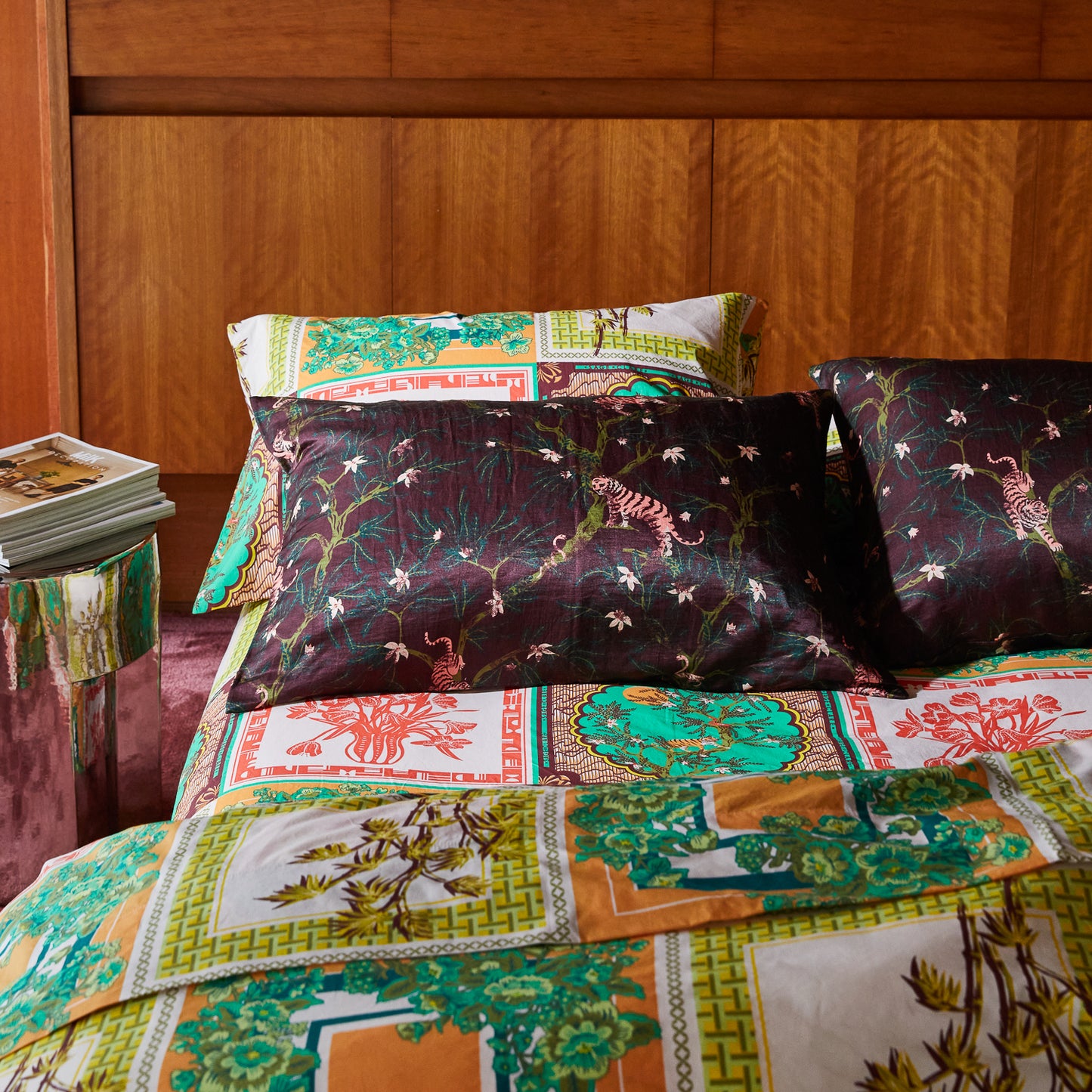 Andrea Linen-Silk Pillowcase - Rosewood