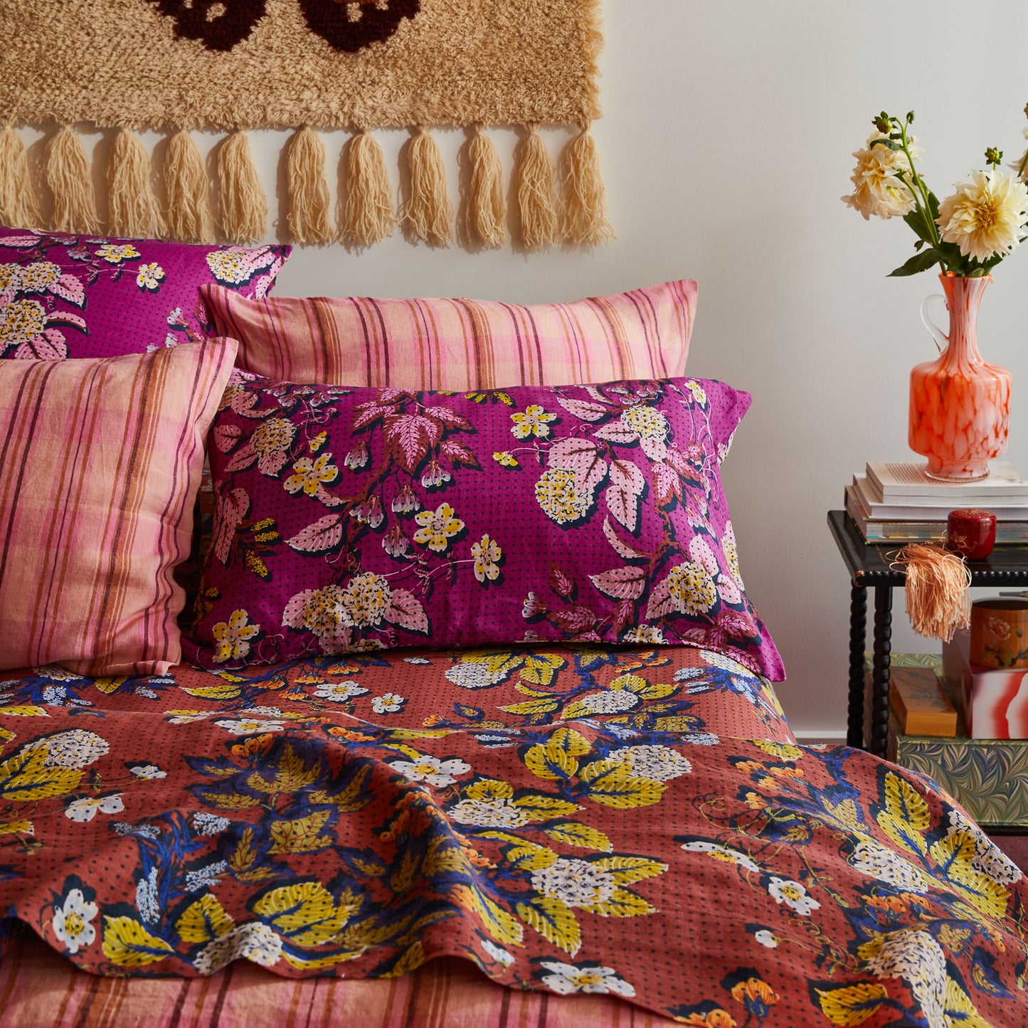 Heidi Linen Pillowcase Set - Mulberry